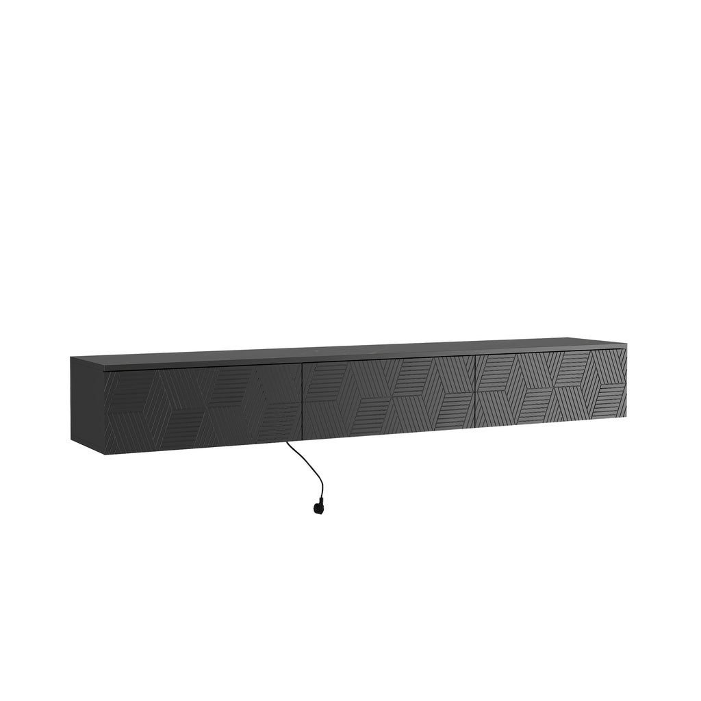 Floating TV Stand Wall Mounted with 16 Color LED