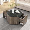 Hexagonal Rustic Retro Wood Coffee Table