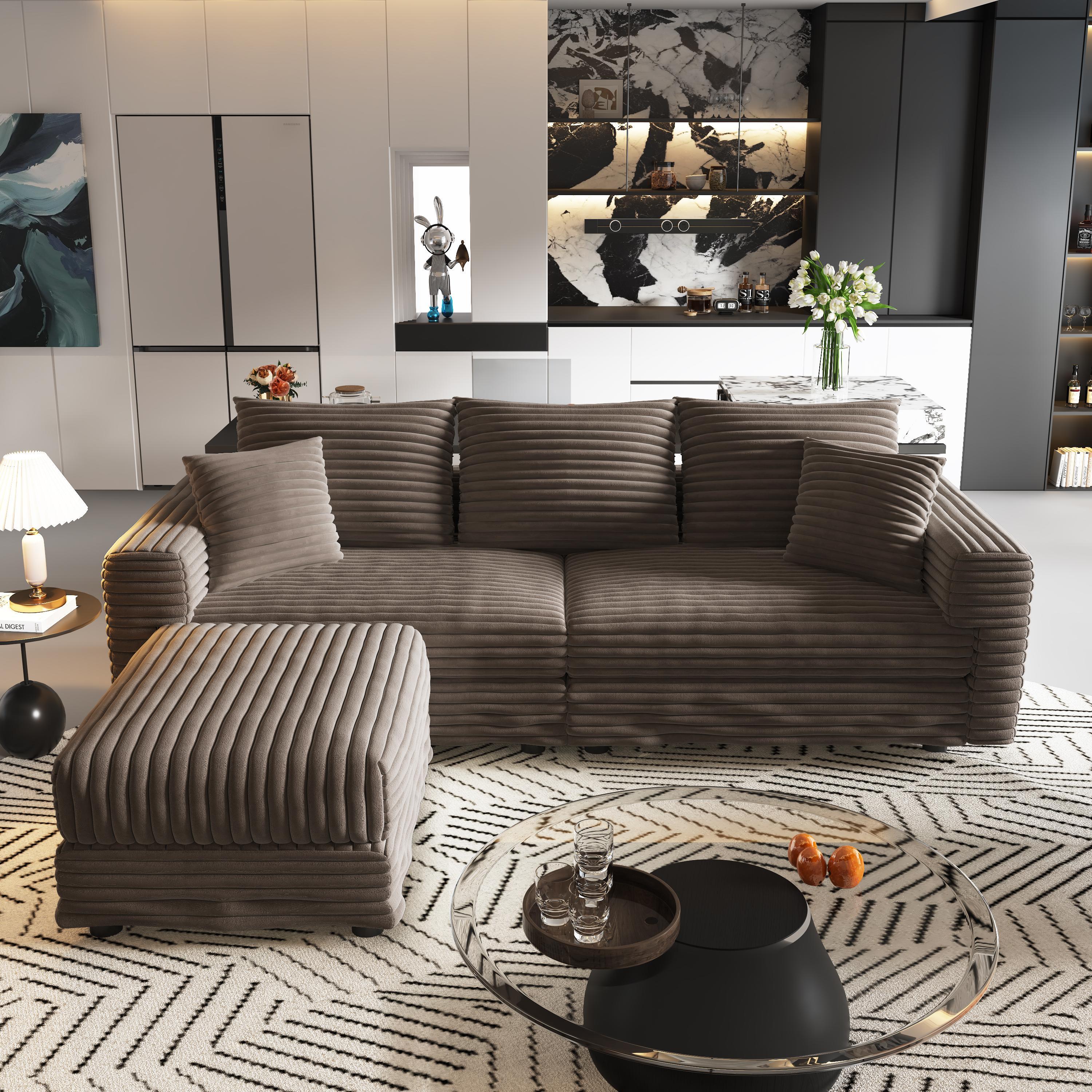 82.7' Modern Comfy Cloud Couch Sofa with Soft Pillows + Ottomans Option