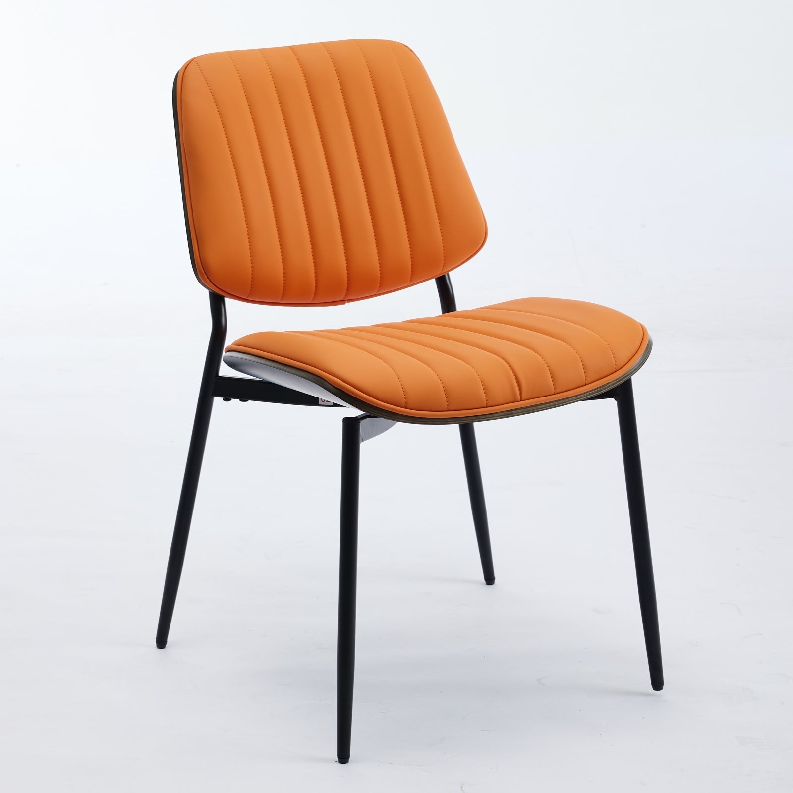 Mid Century Modern Retro Faux Leather Dining Chairs with Walnut Bentwood (Set of 2)
