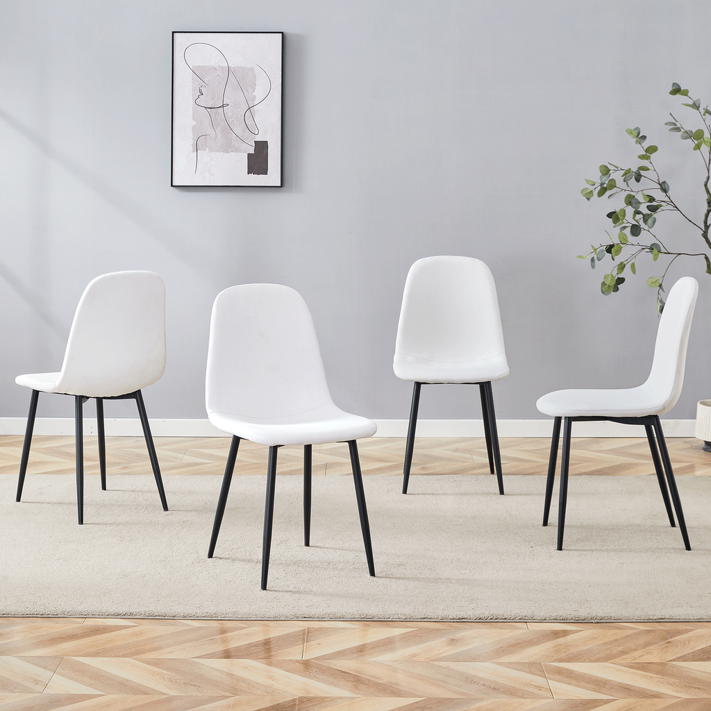 Luxury Simple Chair Black Linen Dining Chair  (Set of 4)