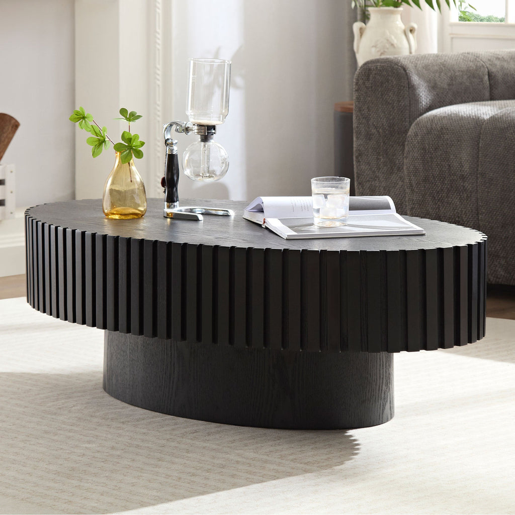 43.70 Inch Modern Handcraft Drum and Oval Coffee Table