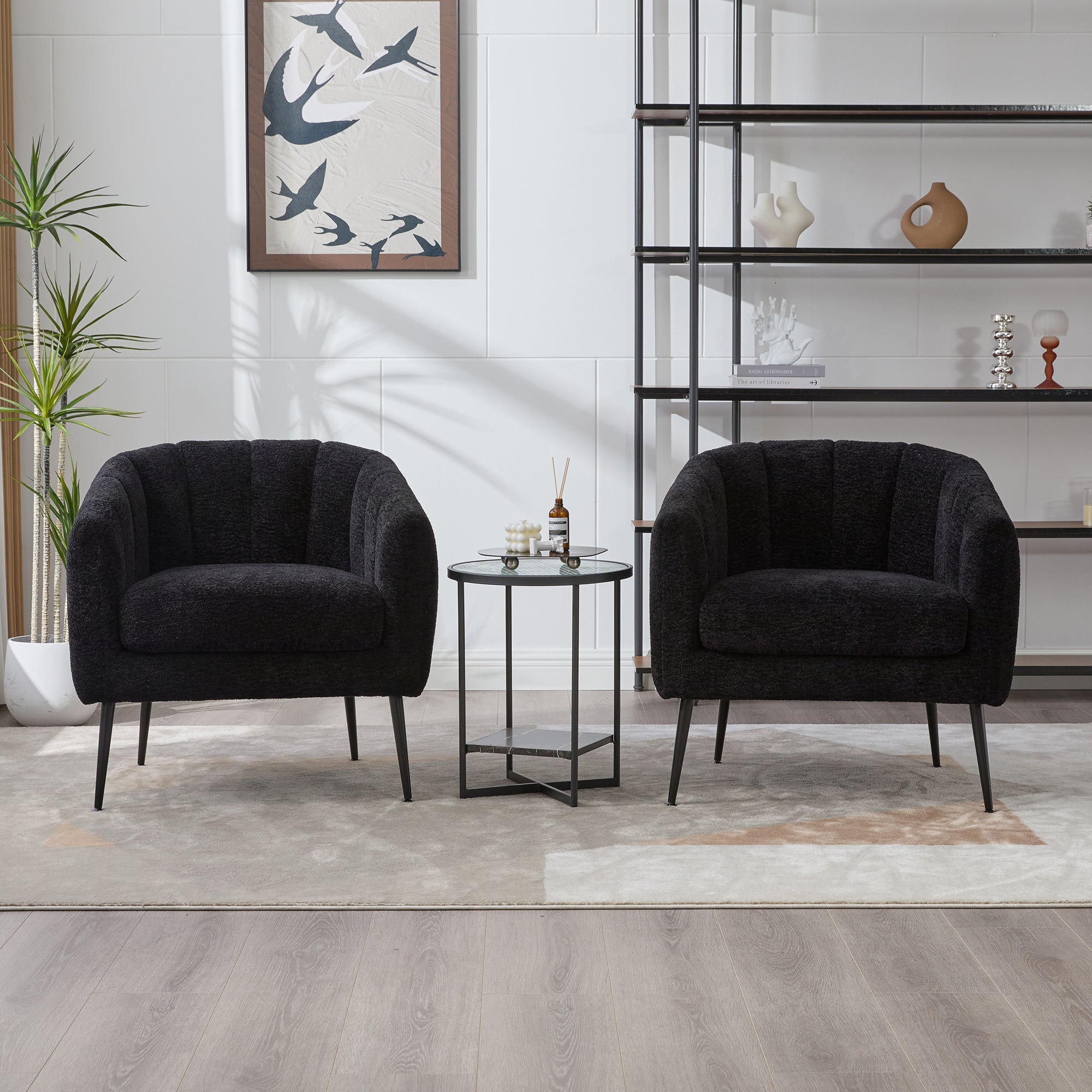 Modern Upholstered Chenille Vanity Barrel Accent Chair