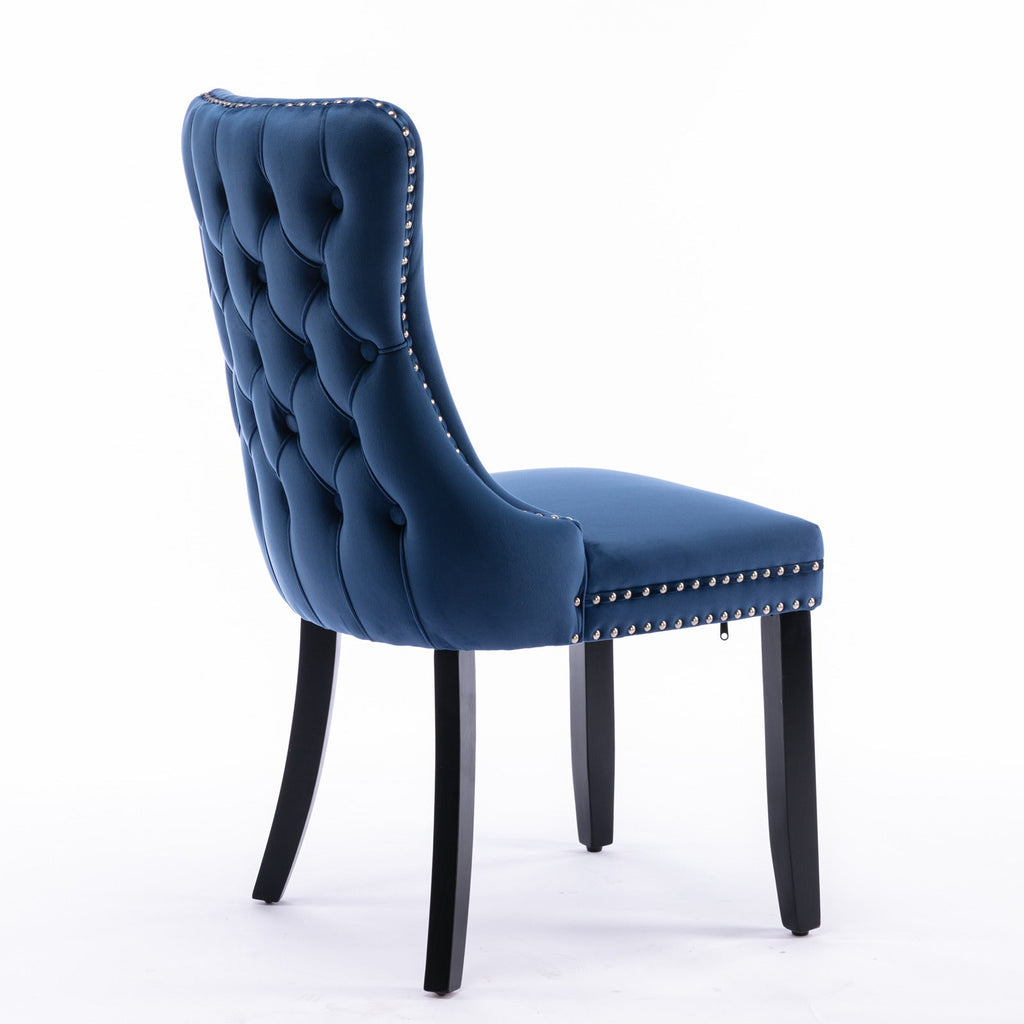 Modern Velvet Upholstered Wing-Back Dining Chairs (Set of 2)