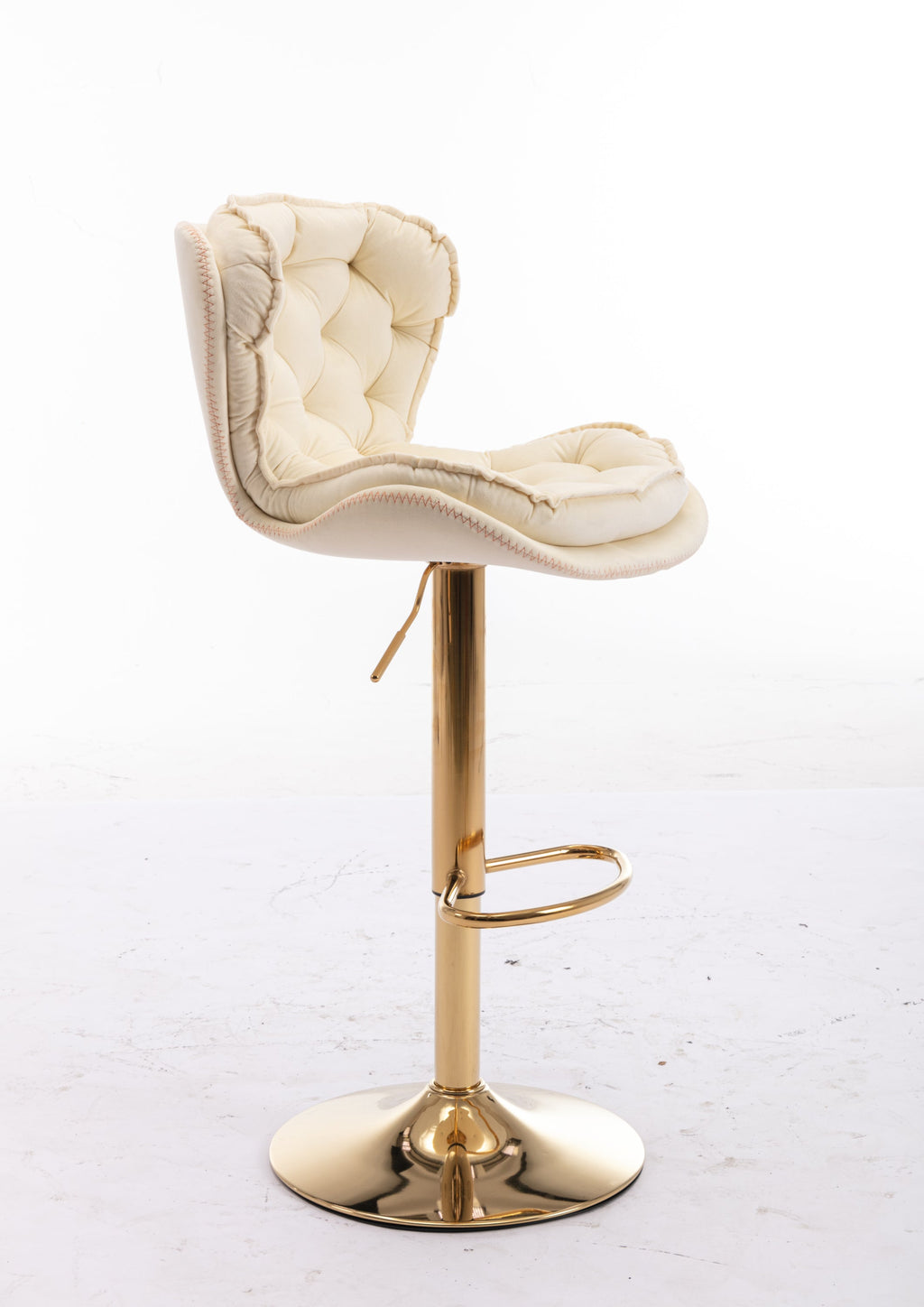 Velvet Bar Stools Set of 2 - Gold Base Adjustable Swivel Counter