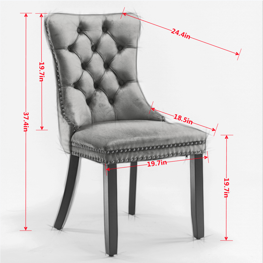 Modern High-end Tufted Solid Wood Velvet Dining Chair(Set of 2)