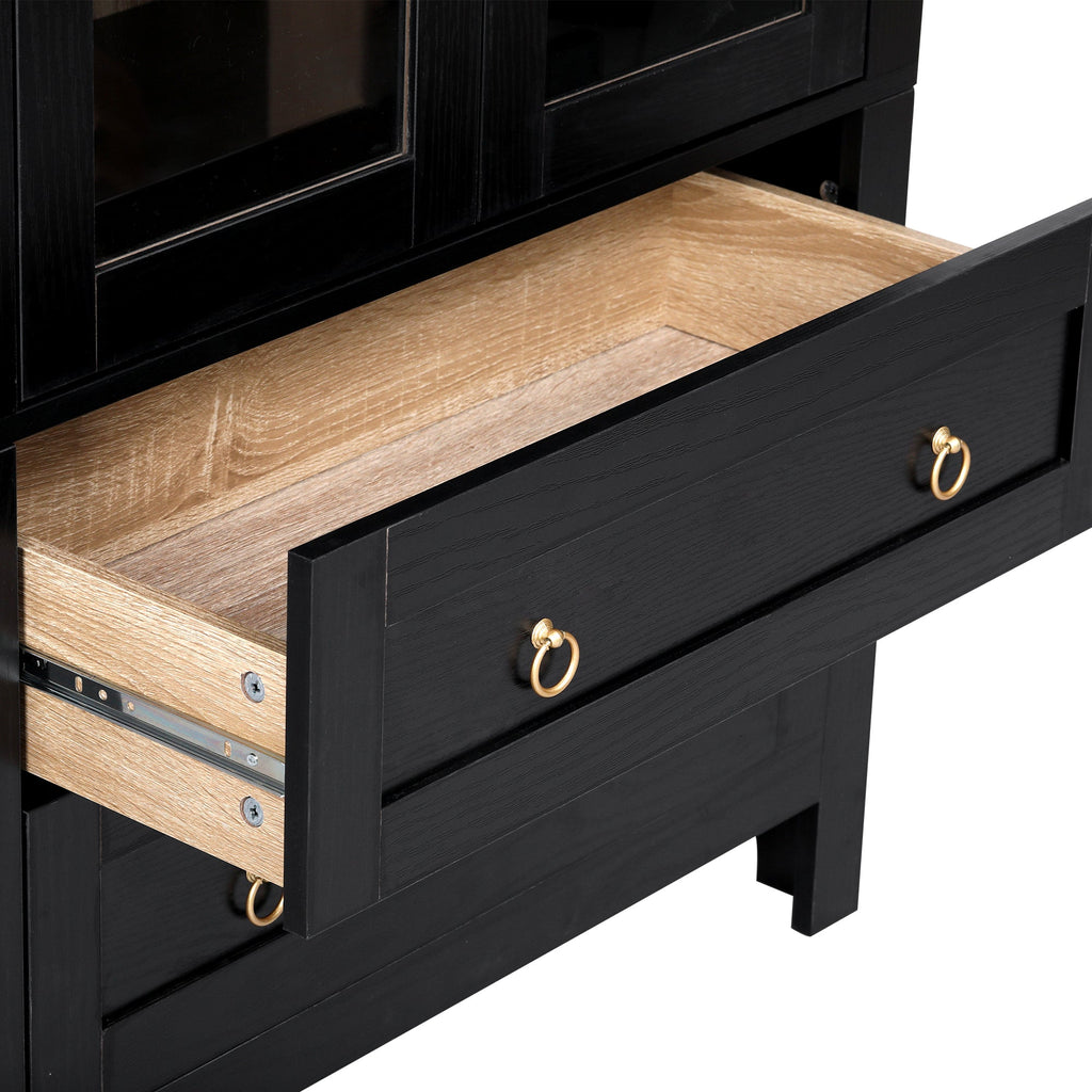 71” Tall Arched Modern Farmhouse Kitchen Pantry Cabinet with 2 Large Drawers