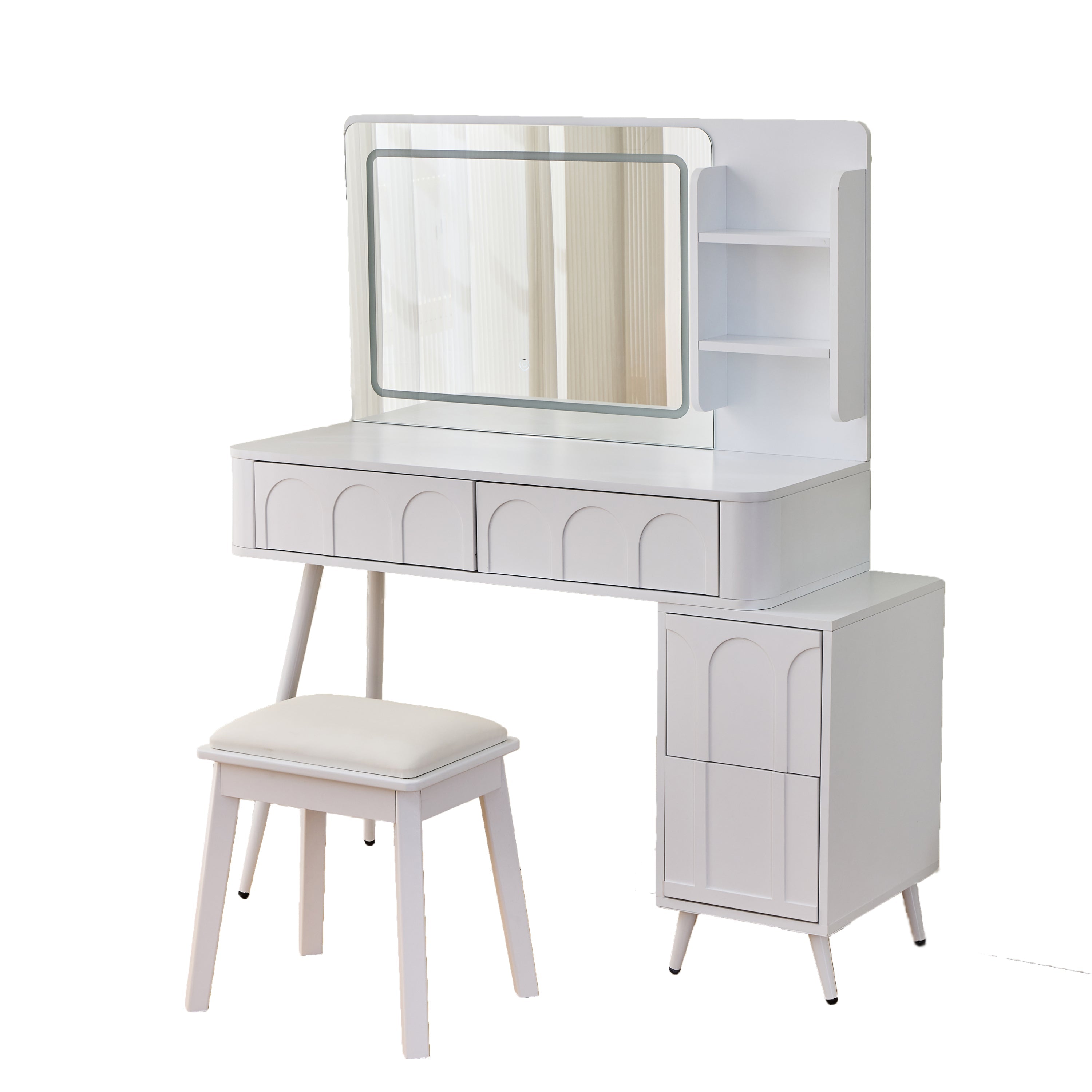 Modern Makeup Vanity Desk with LED Lights and Mirror