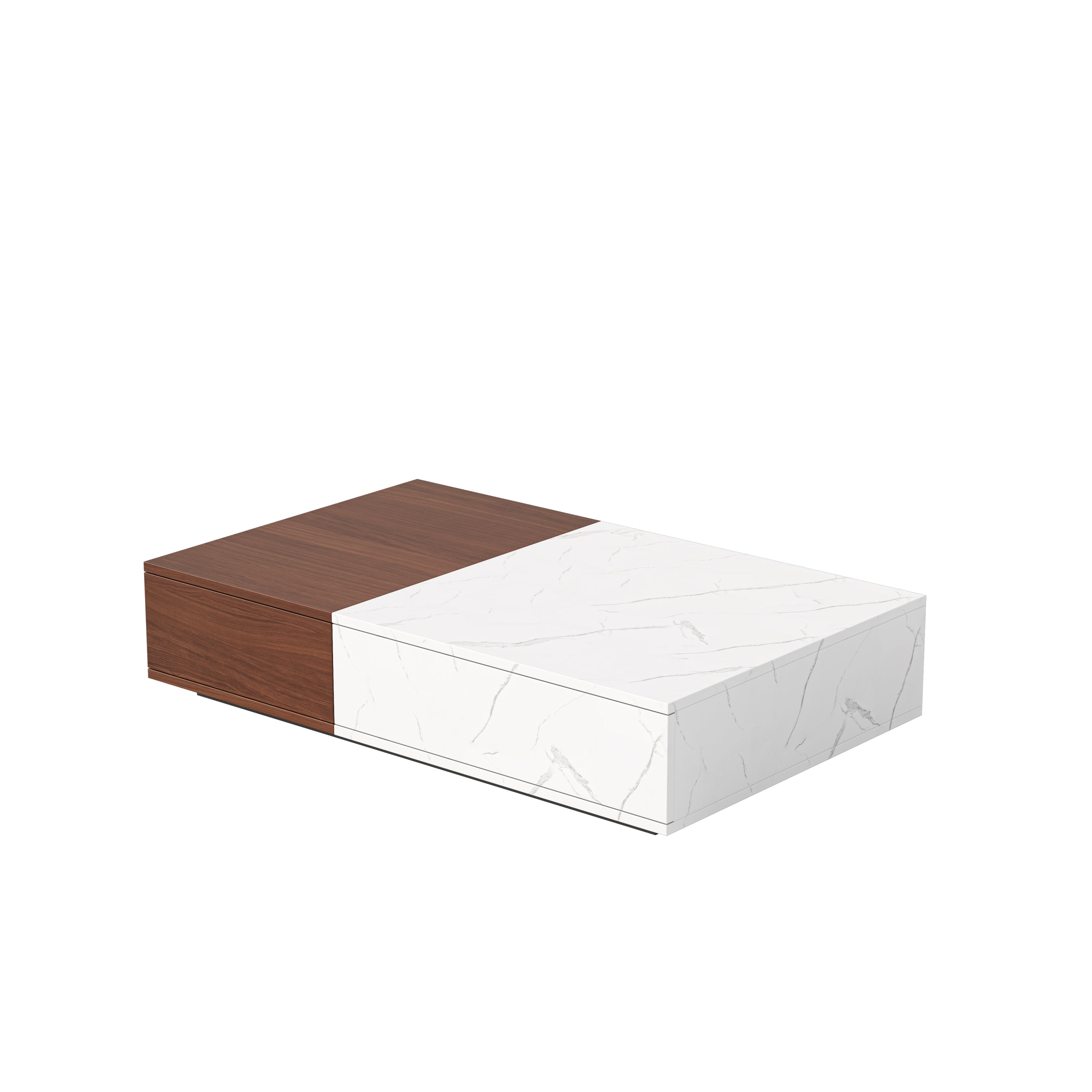 Modern Style Walnut Coffee Table with two Storage Spaces