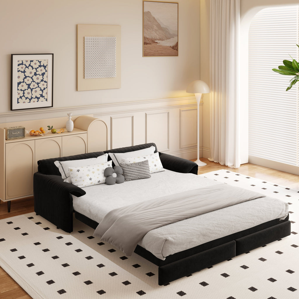 3-in-1 Convertible Sleeper Sofa with Side Storage