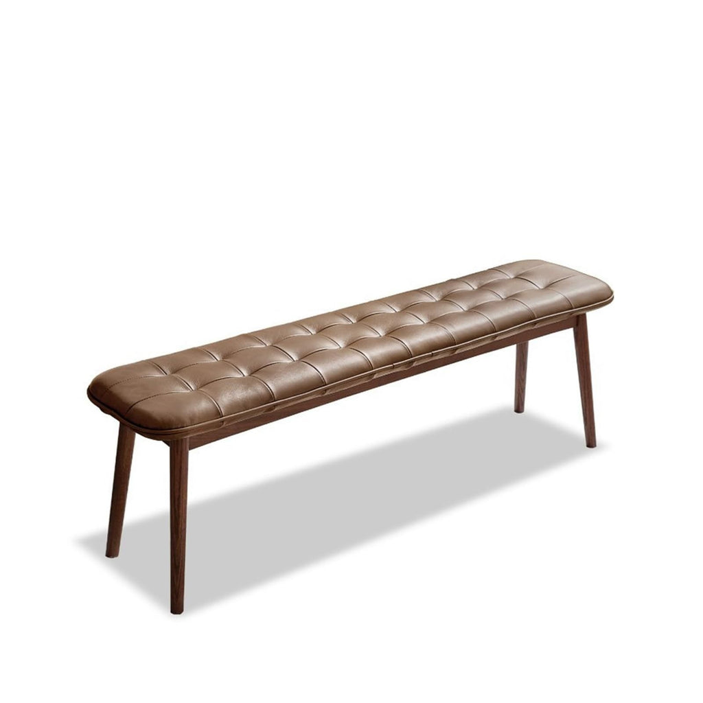 Natural Oak Dining Bench Table Bench with Leather Cushion