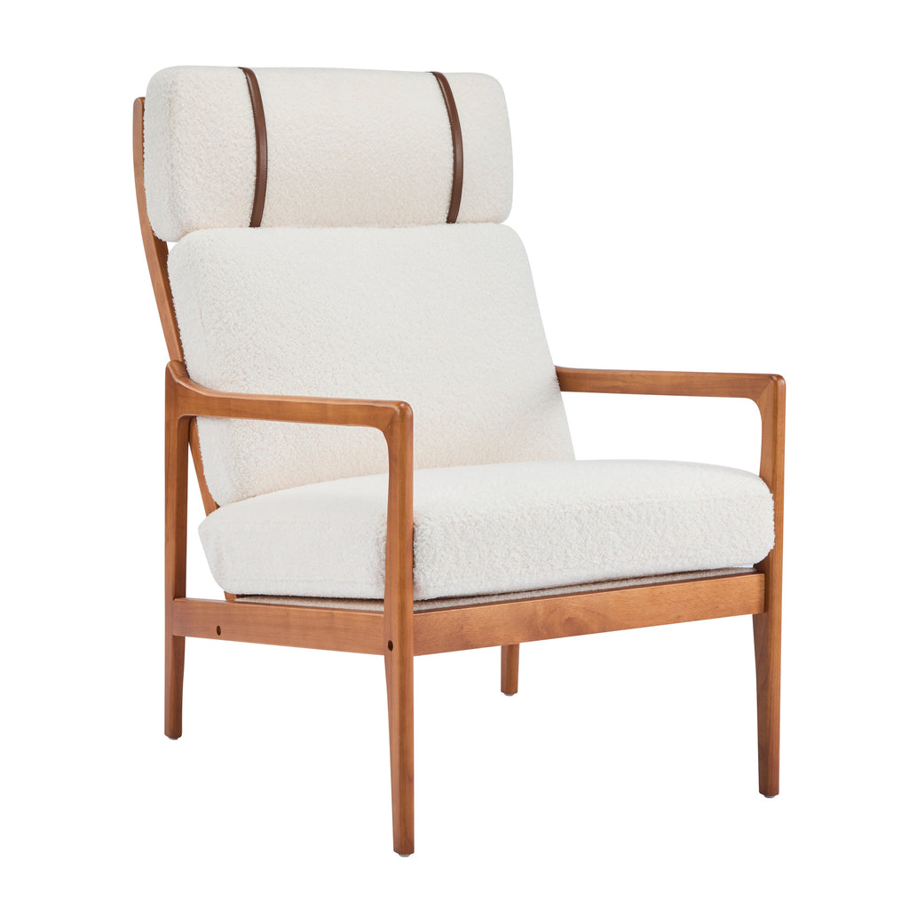 Modern Solid Wood Frame Ergonomic Accent Armchair with High Back