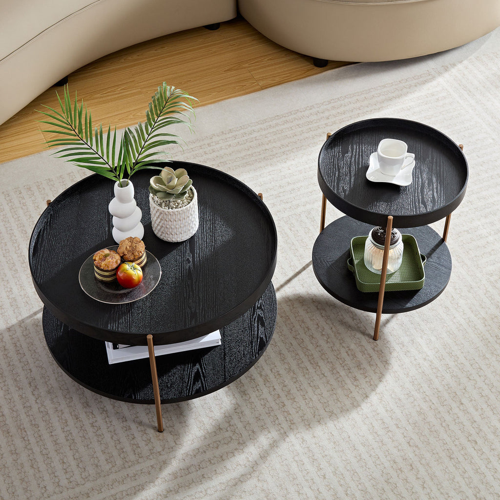 Modern 2 tier Round Coffee Table Set