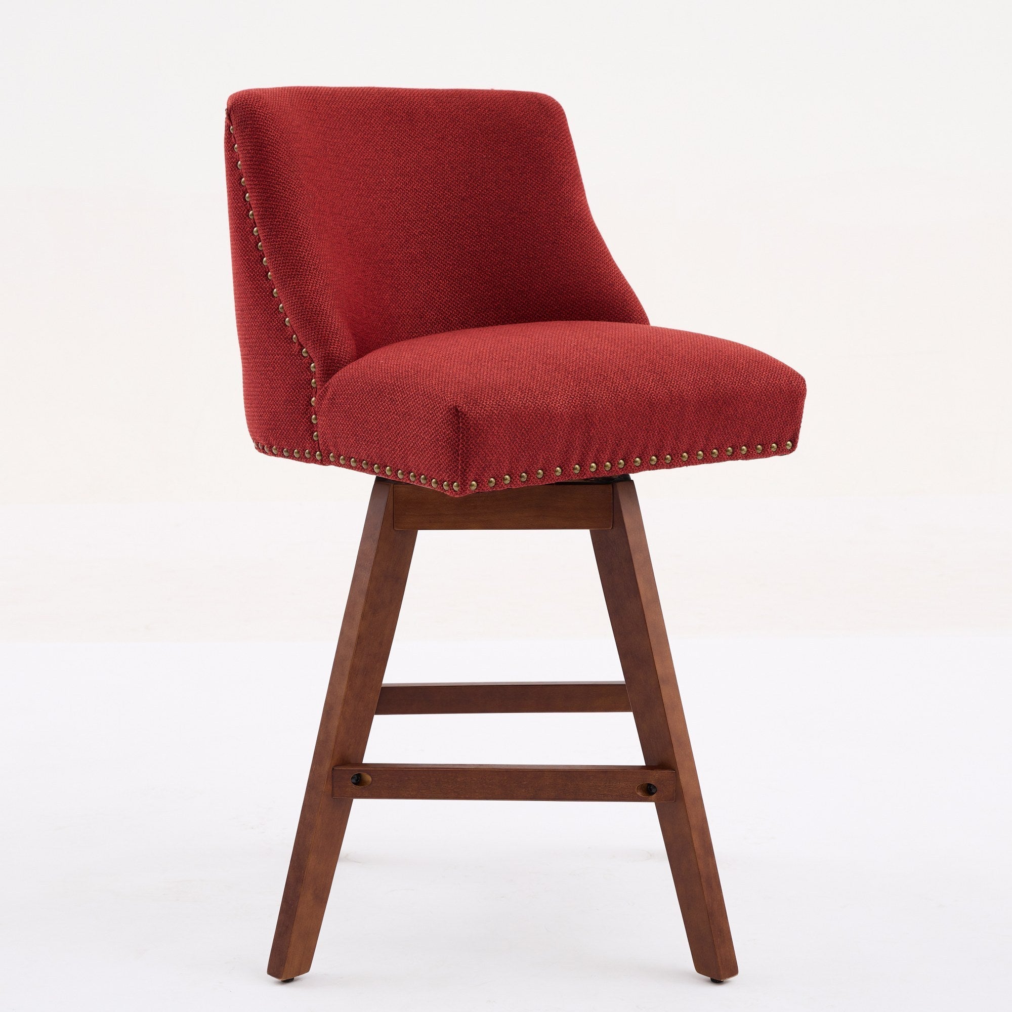 Upholstered Swivel Counter Height Bar Stools with Nailhead Trim (Set of 2)