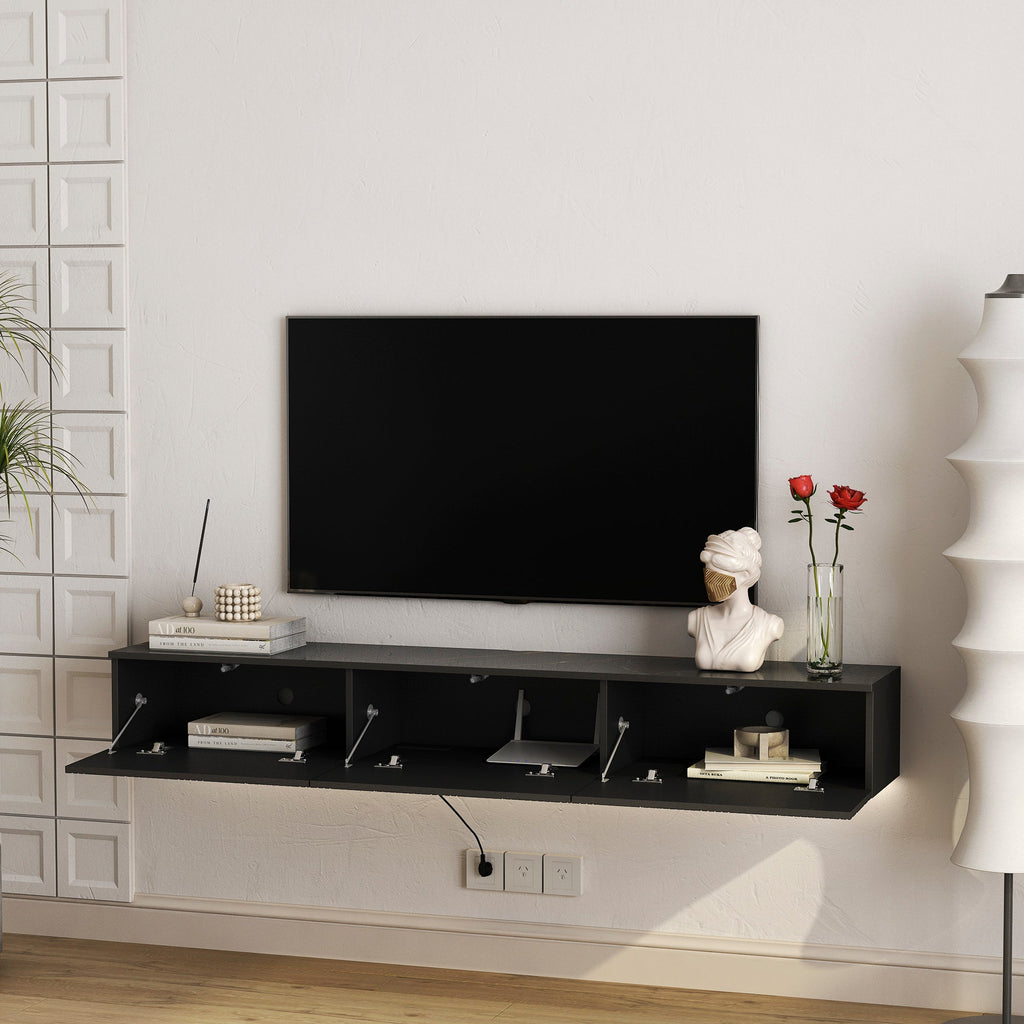 Floating TV Stand Wall Mounted with 16 Color LED