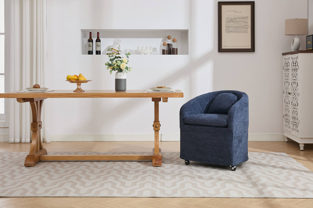 Modern Chenille Fabric Dining Armchair with Back Cushion