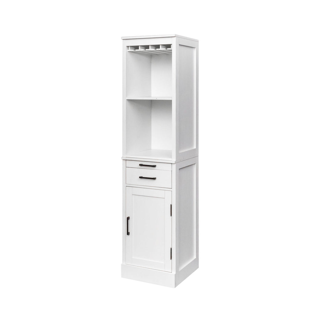White Modular Wine Bar Cabinet with Storage Shelves
