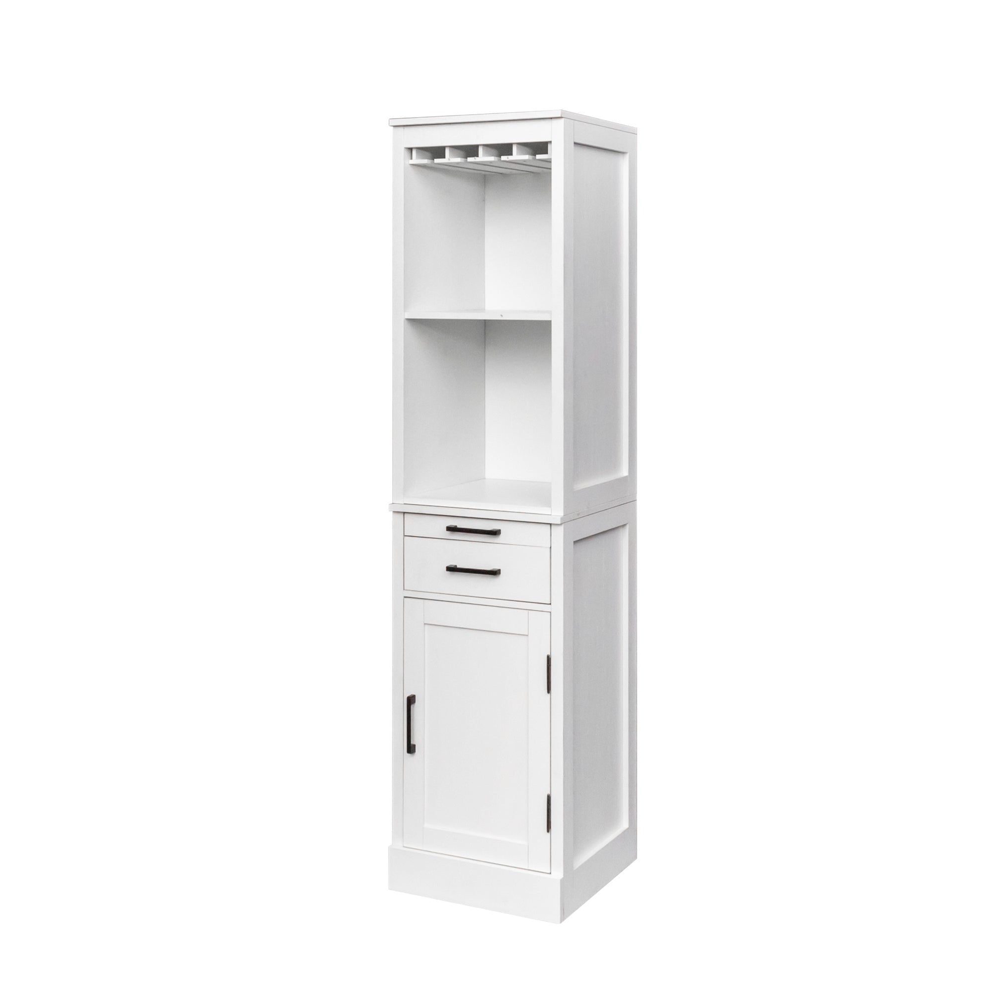White Modular Wine Bar Cabinet with Storage Shelves