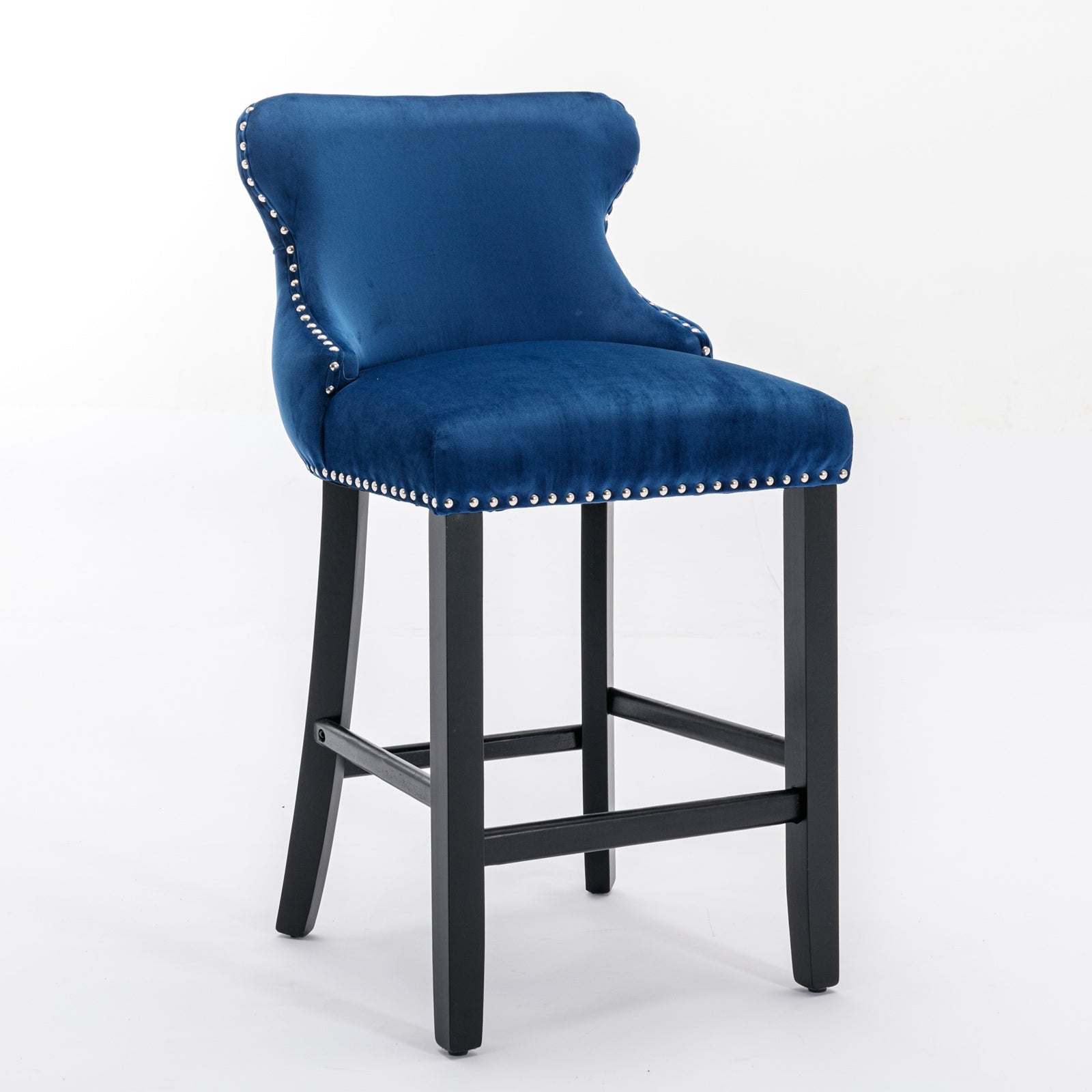 Leisure Style Velvet Upholstered Wing-Back Barstools (Set of 2)