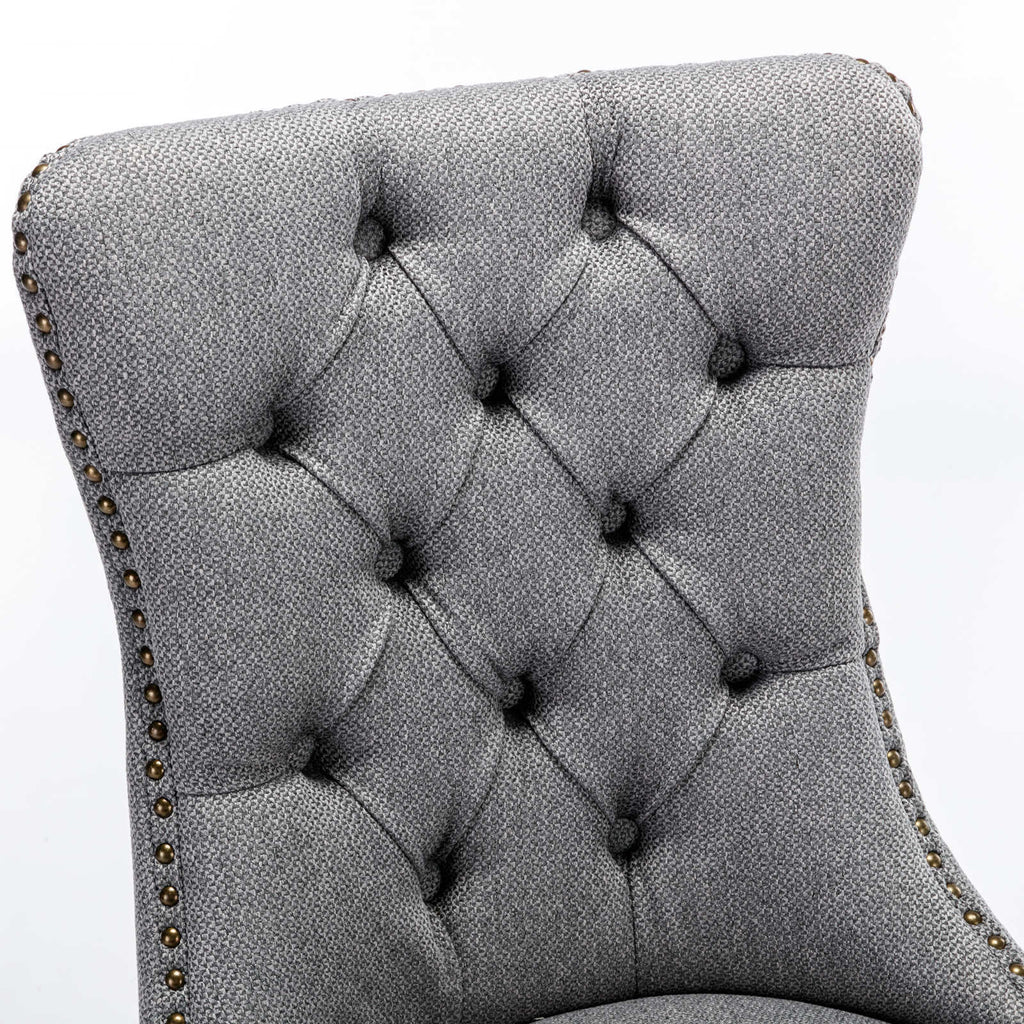 Linen Contemporary Tufted Flax Upholstered Dining Chairs (Set of 2)