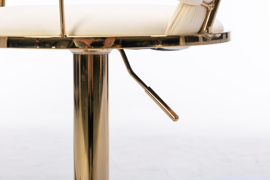 Swivel Height Adjustable Velvet Bar Stools with Golden Leg (Set of 2 )