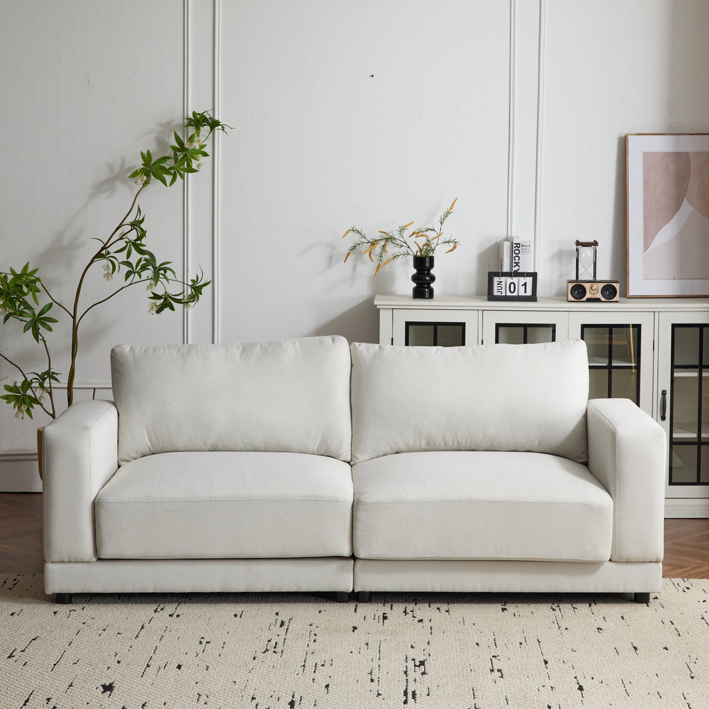 81'' Modern Square Arm Sofa with Soft Fabric Upholstery