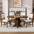 5-Piece Farmhouse Extendable Dining Table Set with 4 Upholstered Chairs