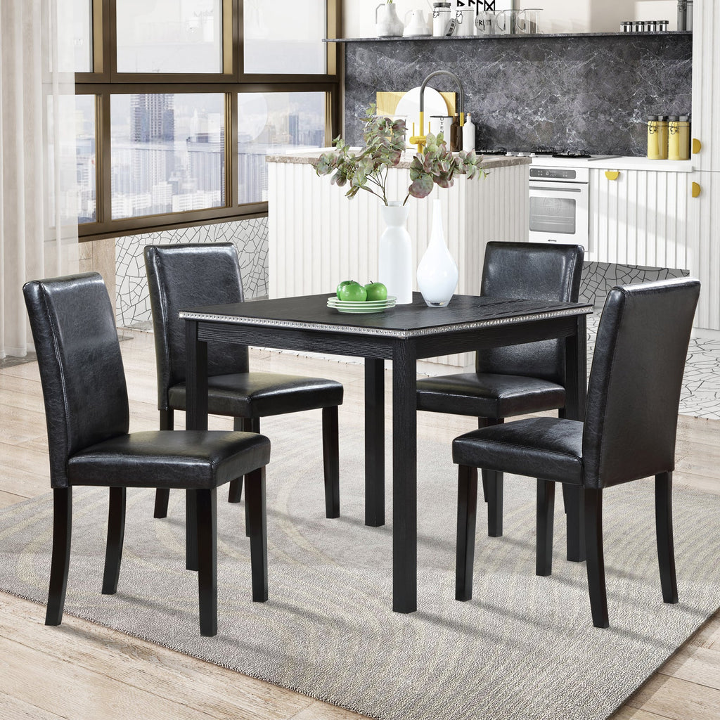 5Pcs Wooden Dining Table Set