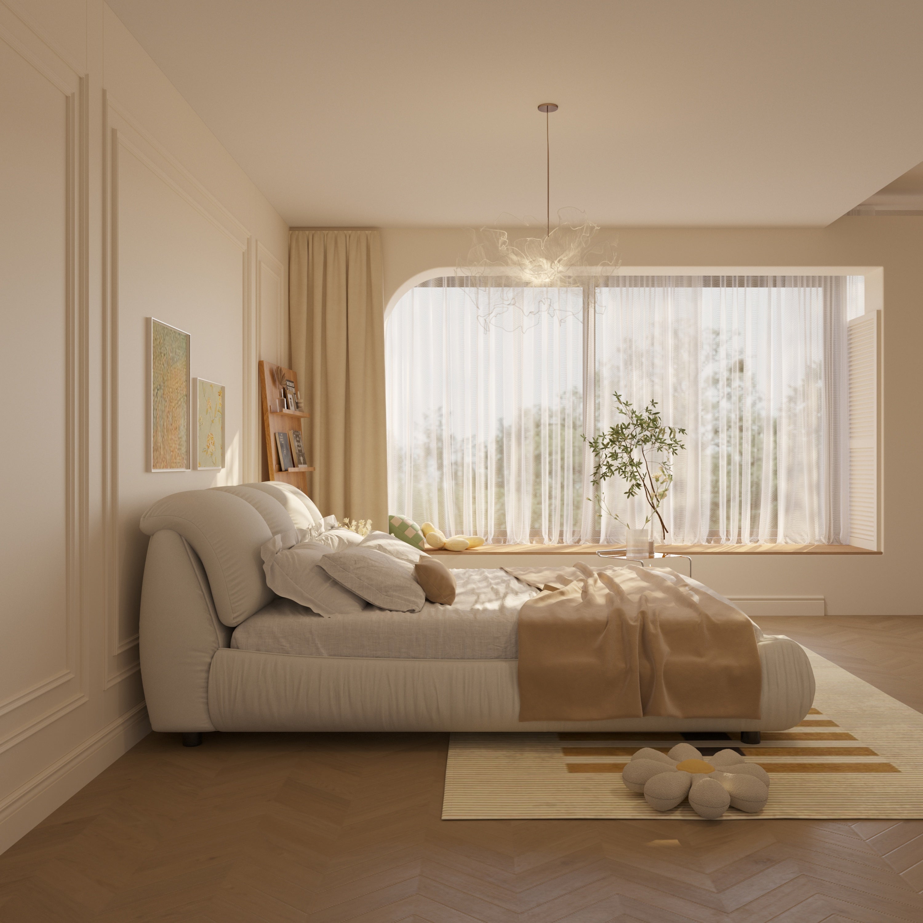 Queen Size Luxury Upholstered Platform Bed
