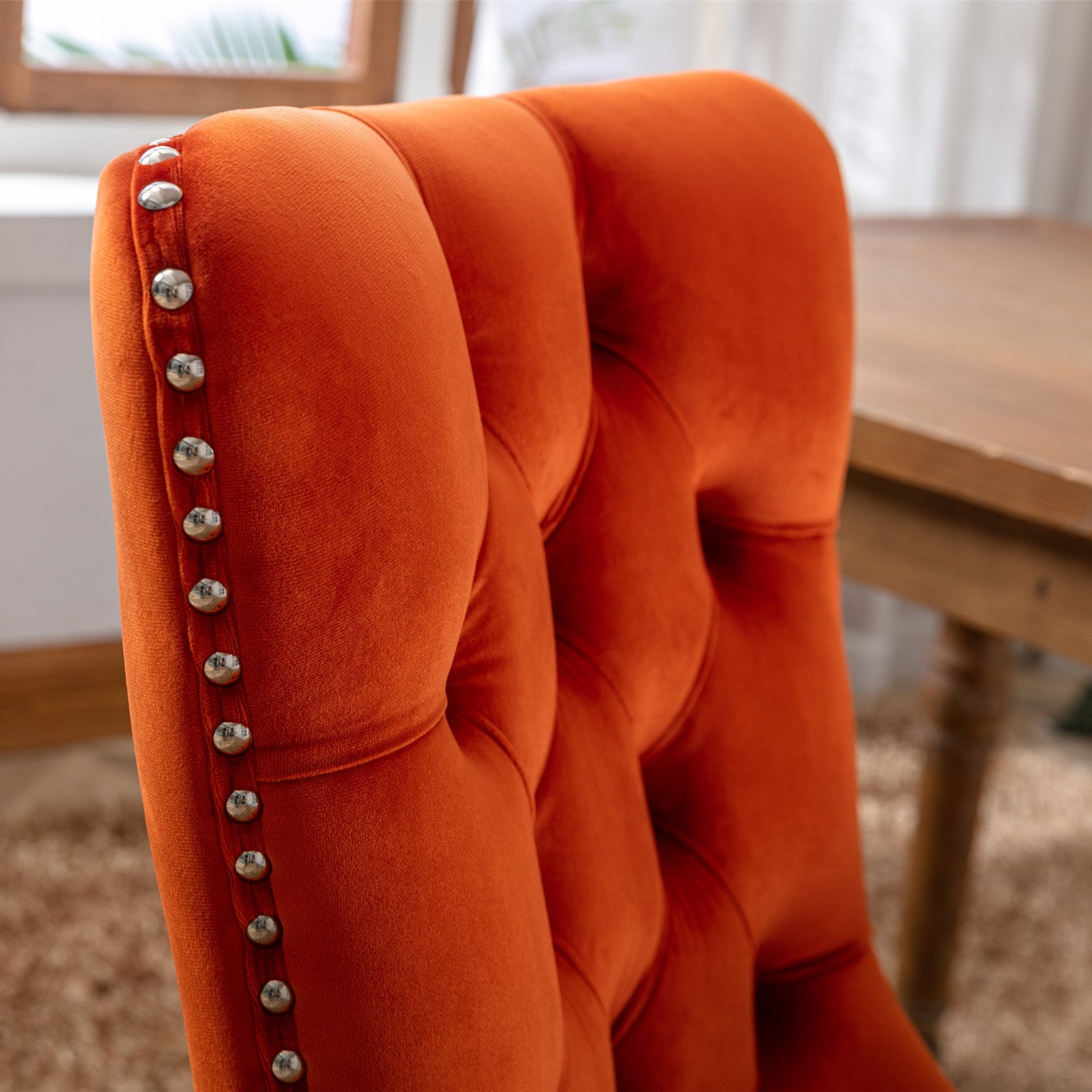 Modern High-end Tufted Solid Wood Velvet Dining Chair(Set of 2)