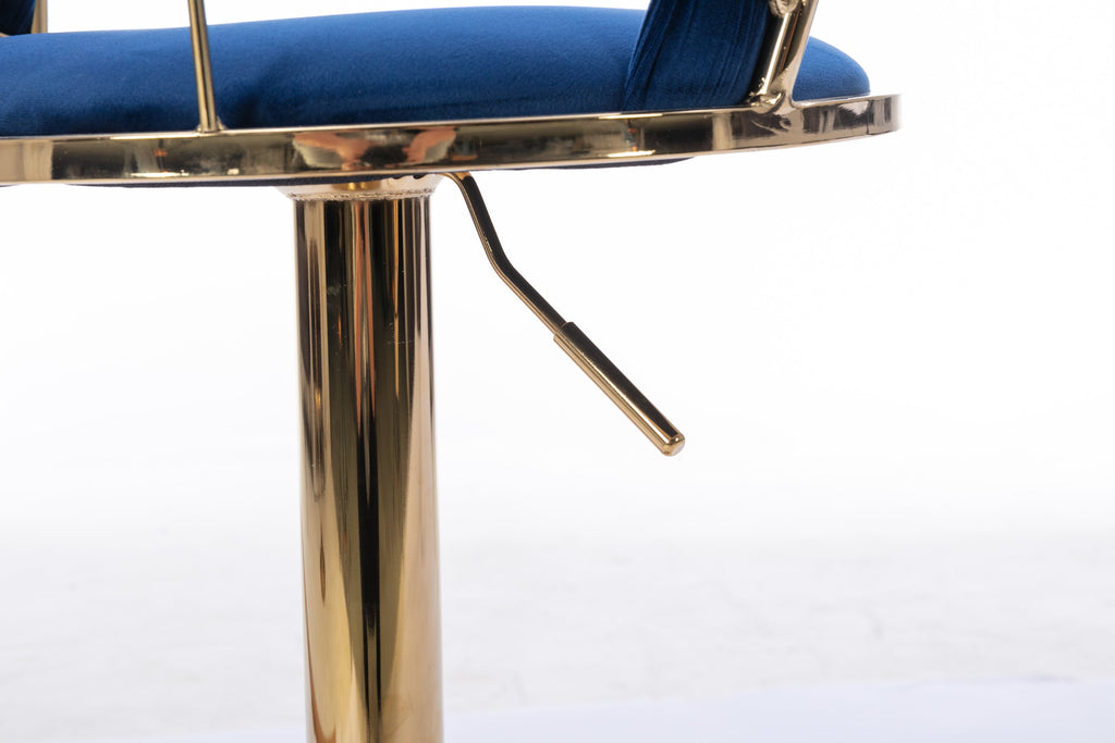 Swivel Height Adjustable Velvet Bar Stools with Golden Leg (Set of 2 )