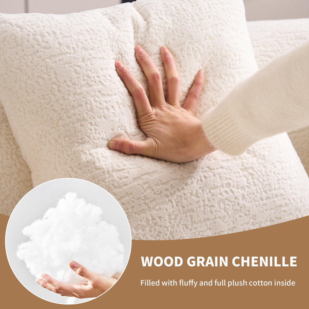 Loveseat Sofa with Wood Grain Chenille Fabric