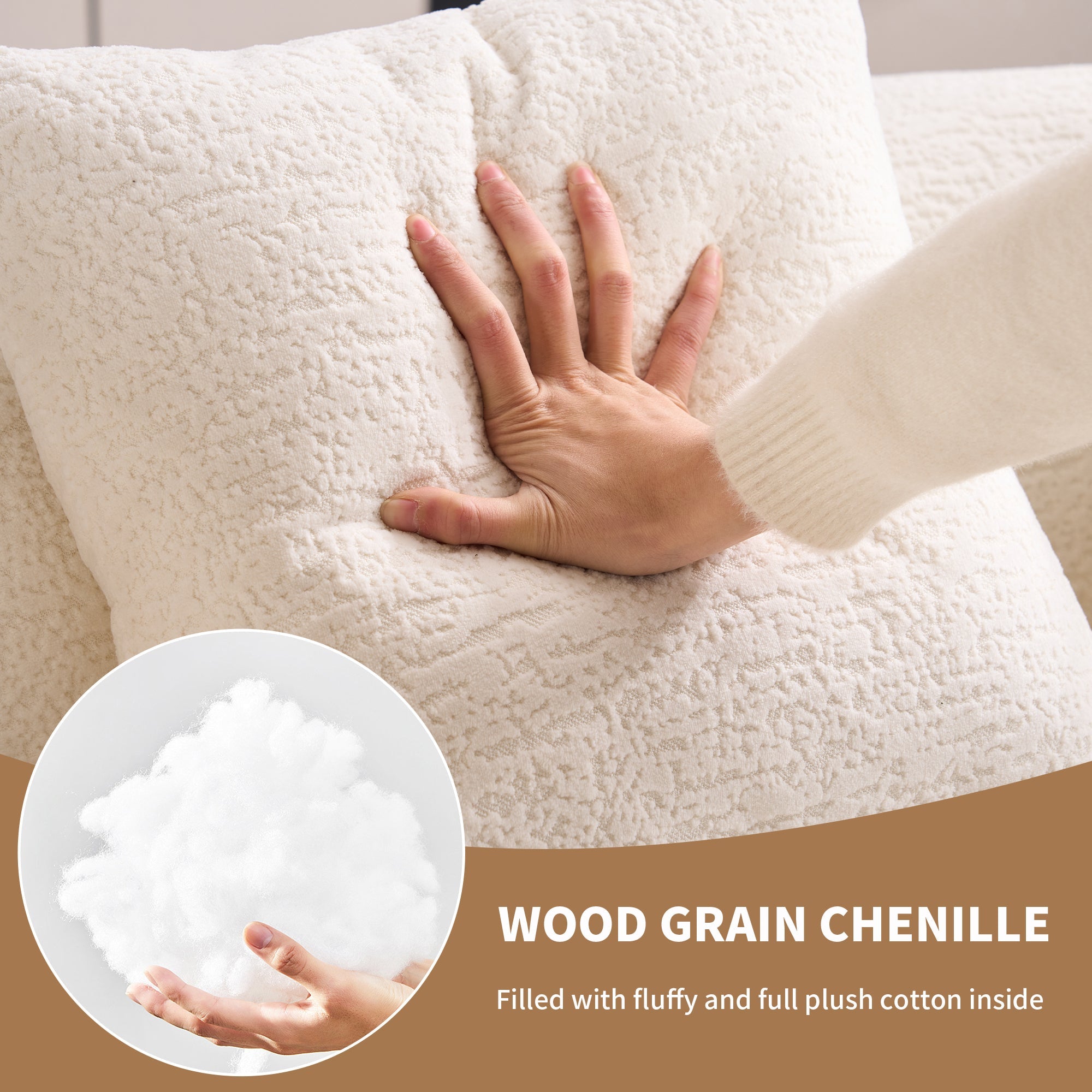 Loveseat Sofa with Wood Grain Chenille Fabric