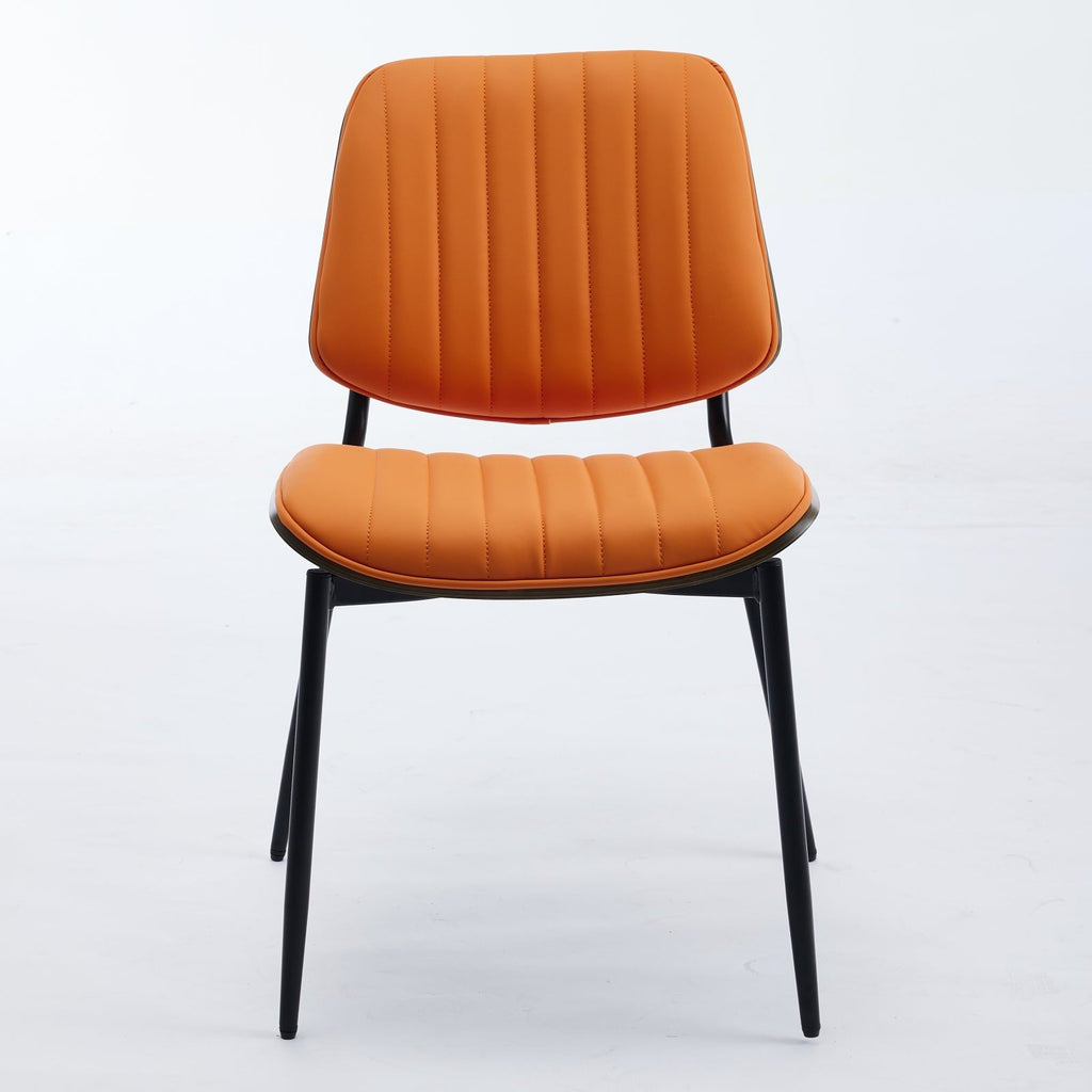 Mid Century Modern Retro Faux Leather Dining Chairs with Walnut Bentwood (Set of 2)