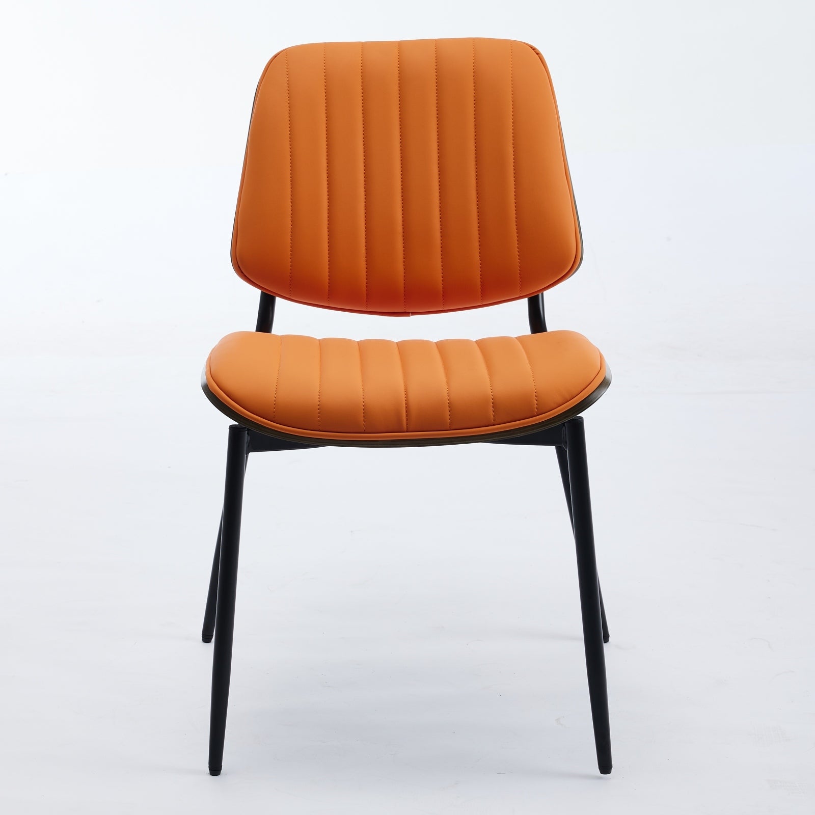 Mid Century Modern Retro Faux Leather Dining Chairs with Walnut Bentwood (Set of 2)