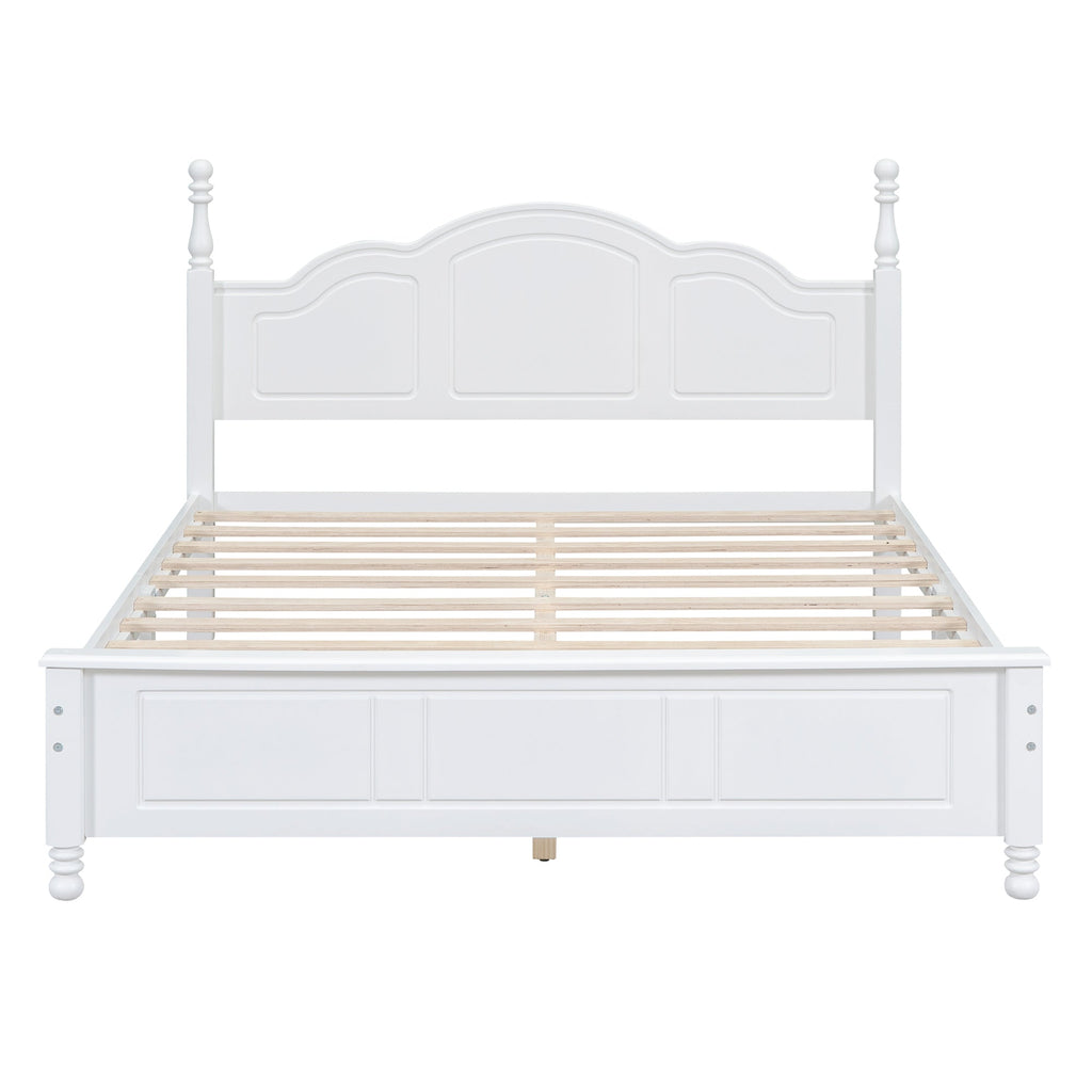 Queen Retro Style Size Wood Platform Bed Fram