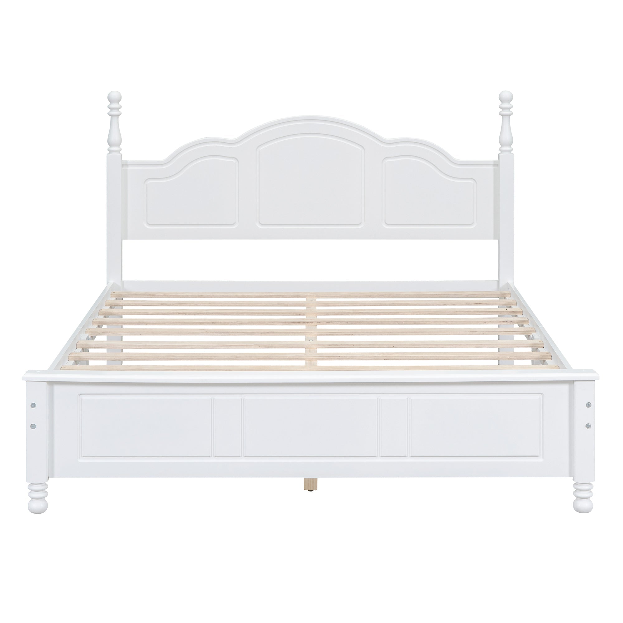 Queen Retro Style Size Wood Platform Bed Fram
