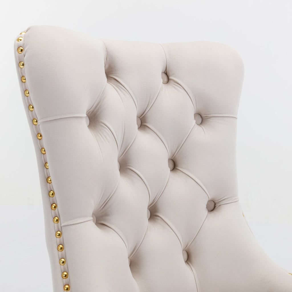 Modern High-end Tufted Solid Wood Velvet Dining Chairs (Set of 2)