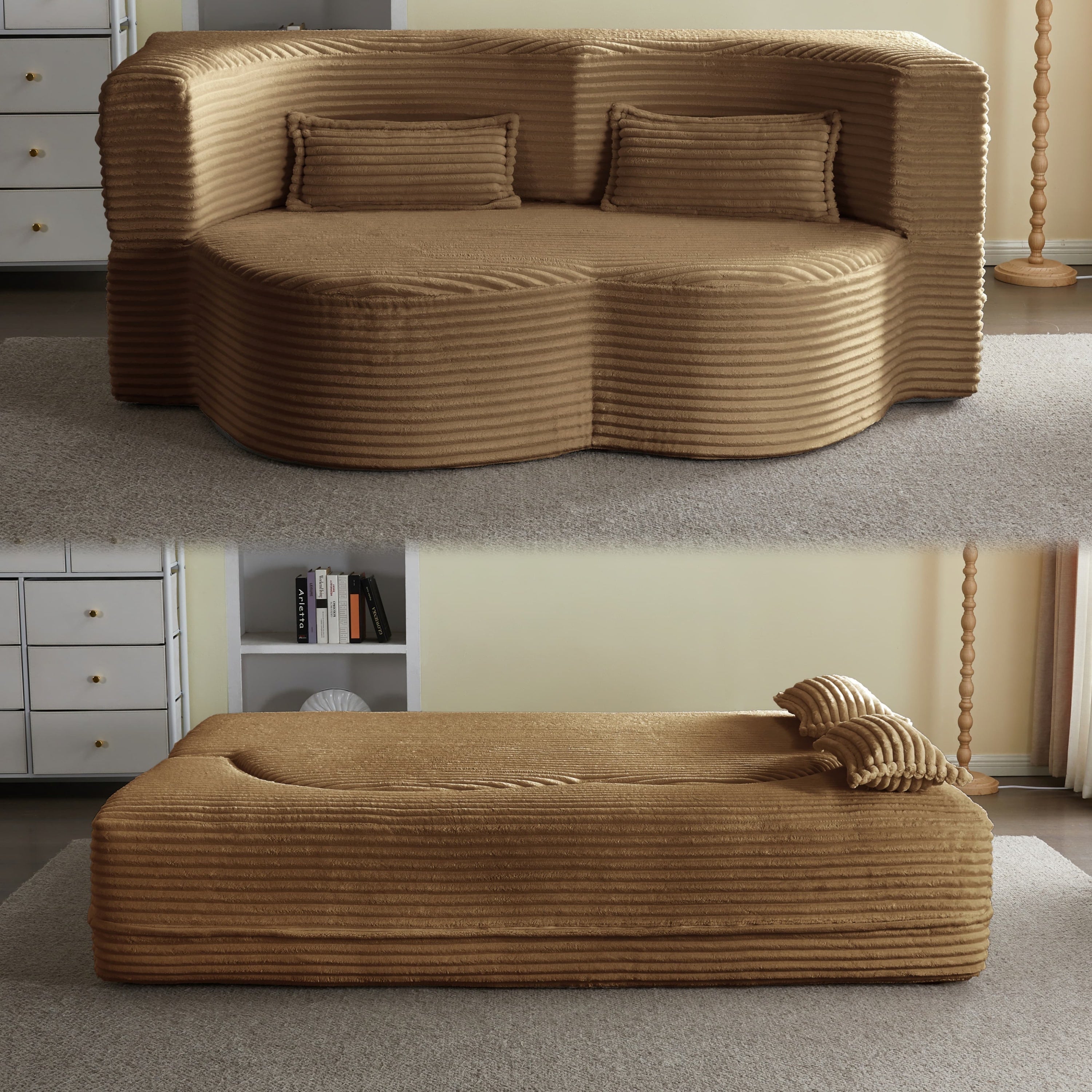Full Size Convertible Floor Sleeper Sofa Bed