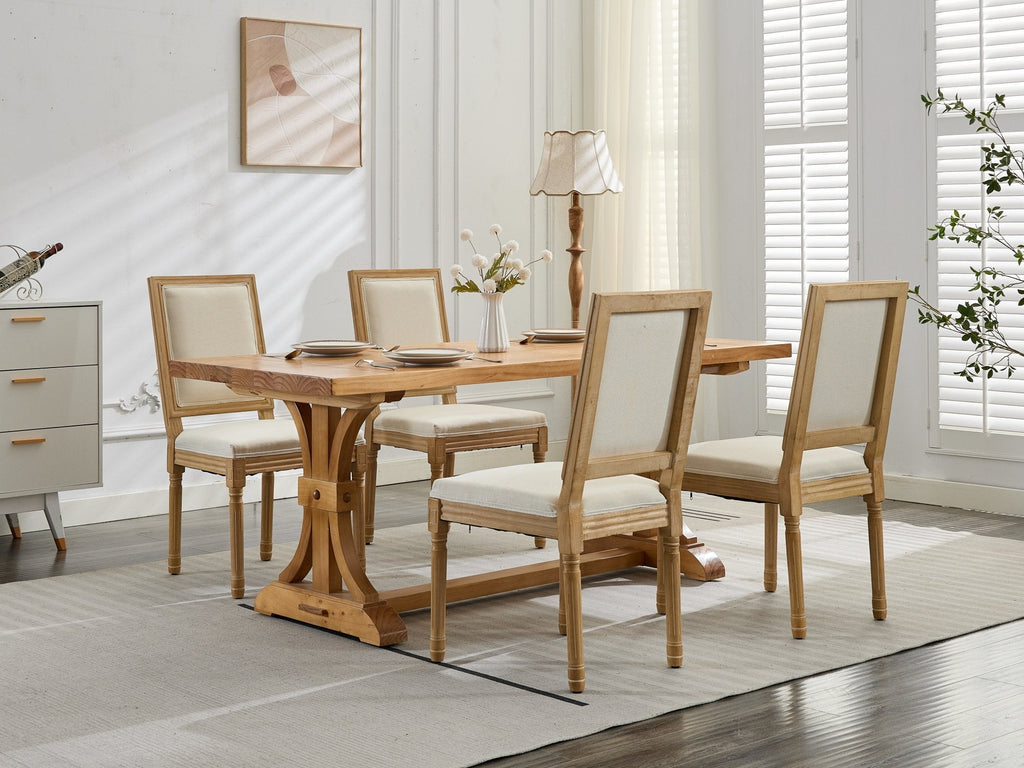 French Louis Dining Chairs with Square Backrest (Set of 2)
