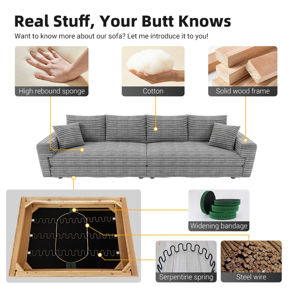 82.7' Modern Comfy Cloud Couch Sofa with Soft Pillows + Ottomans Option