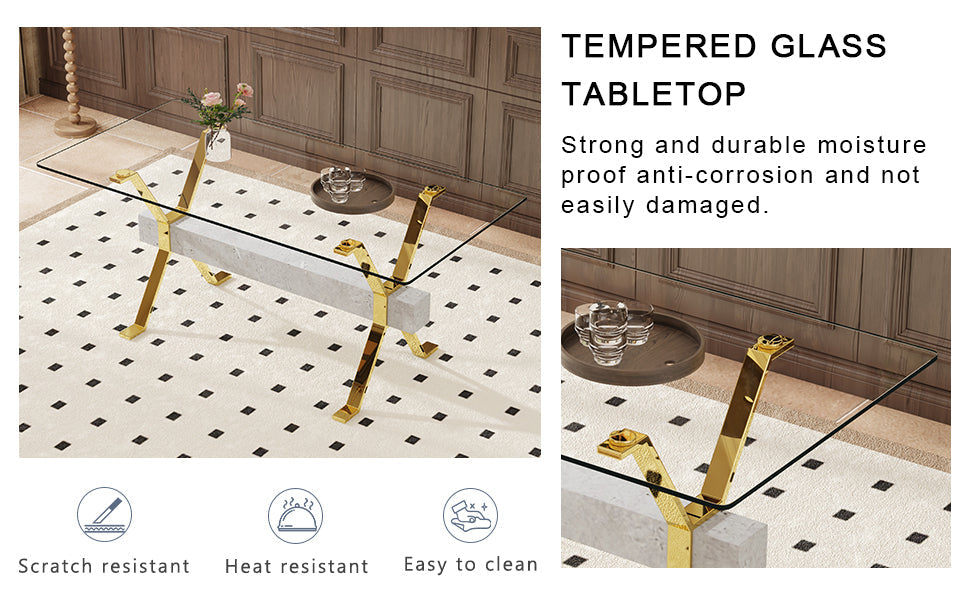 Elegant Transparent Tempered Glass Dining Set