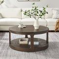 40" Large Curved 2 Tier Traditional Coffee Table with Wheels