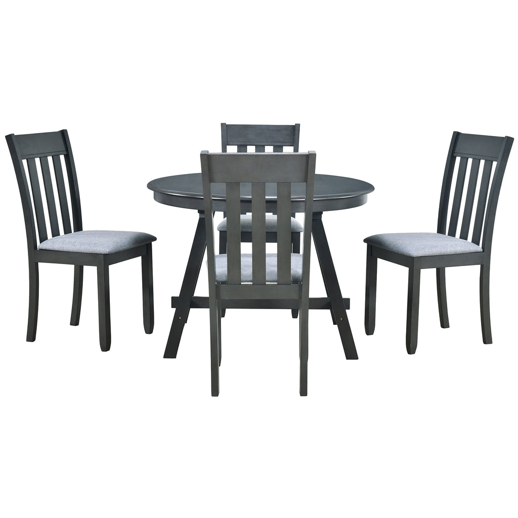 Modern Farmhouse 5-Piece Wood Dining Table Set