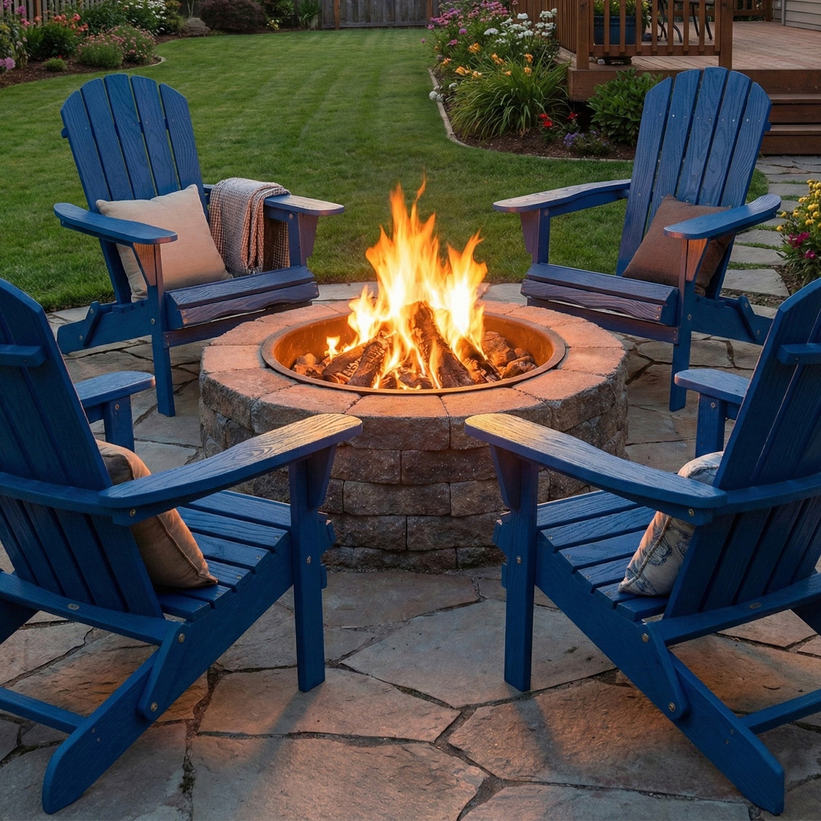 Solid Cedar Folding Adirondack Chair Black Patio 1 Pc Or 2 Pcs Option