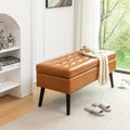 Brown PU Leather Storage Bench