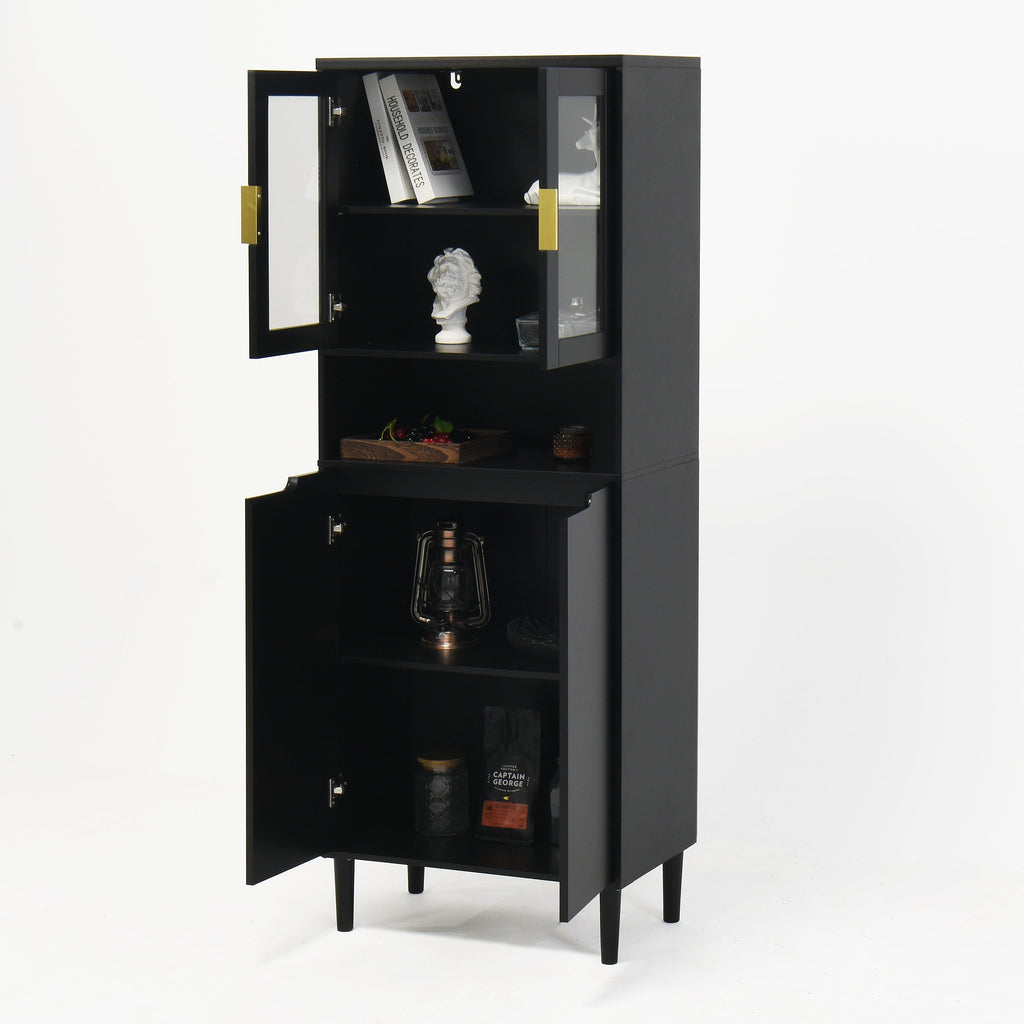 Tempered Glass Door Tall Storage Bookcase