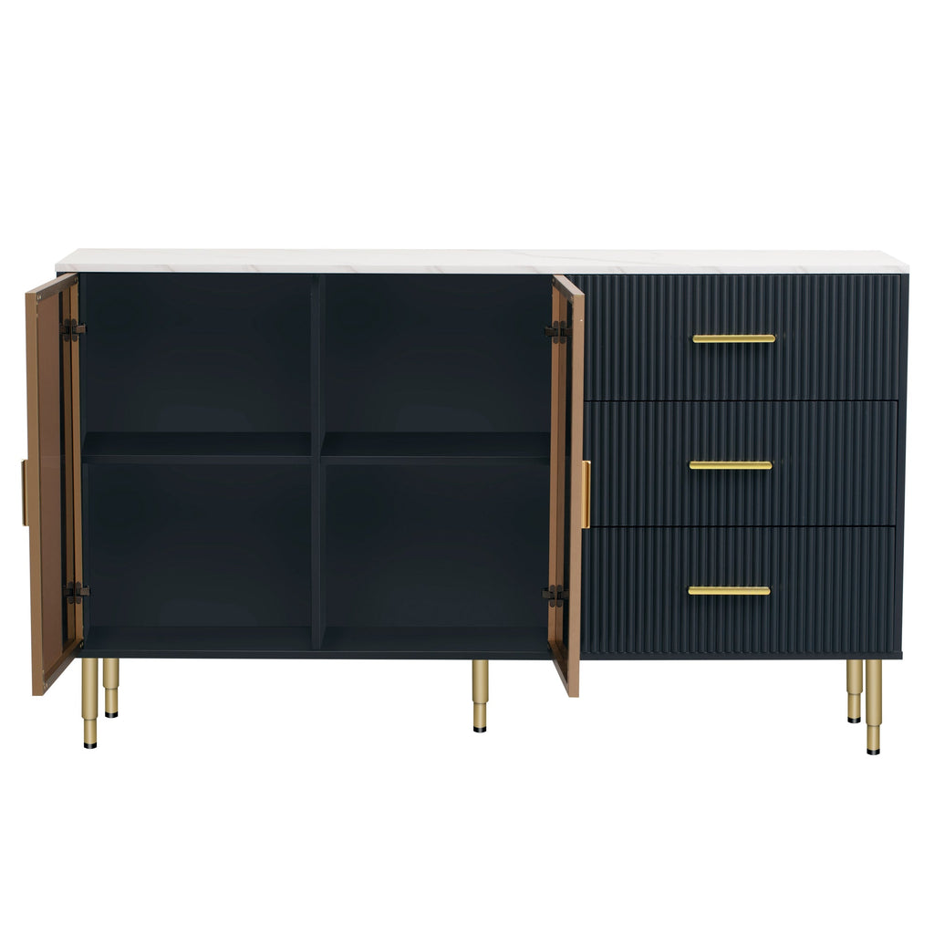 Modern Sideboard MDF Buffet Cabinet with Marble Sticker Tabletop