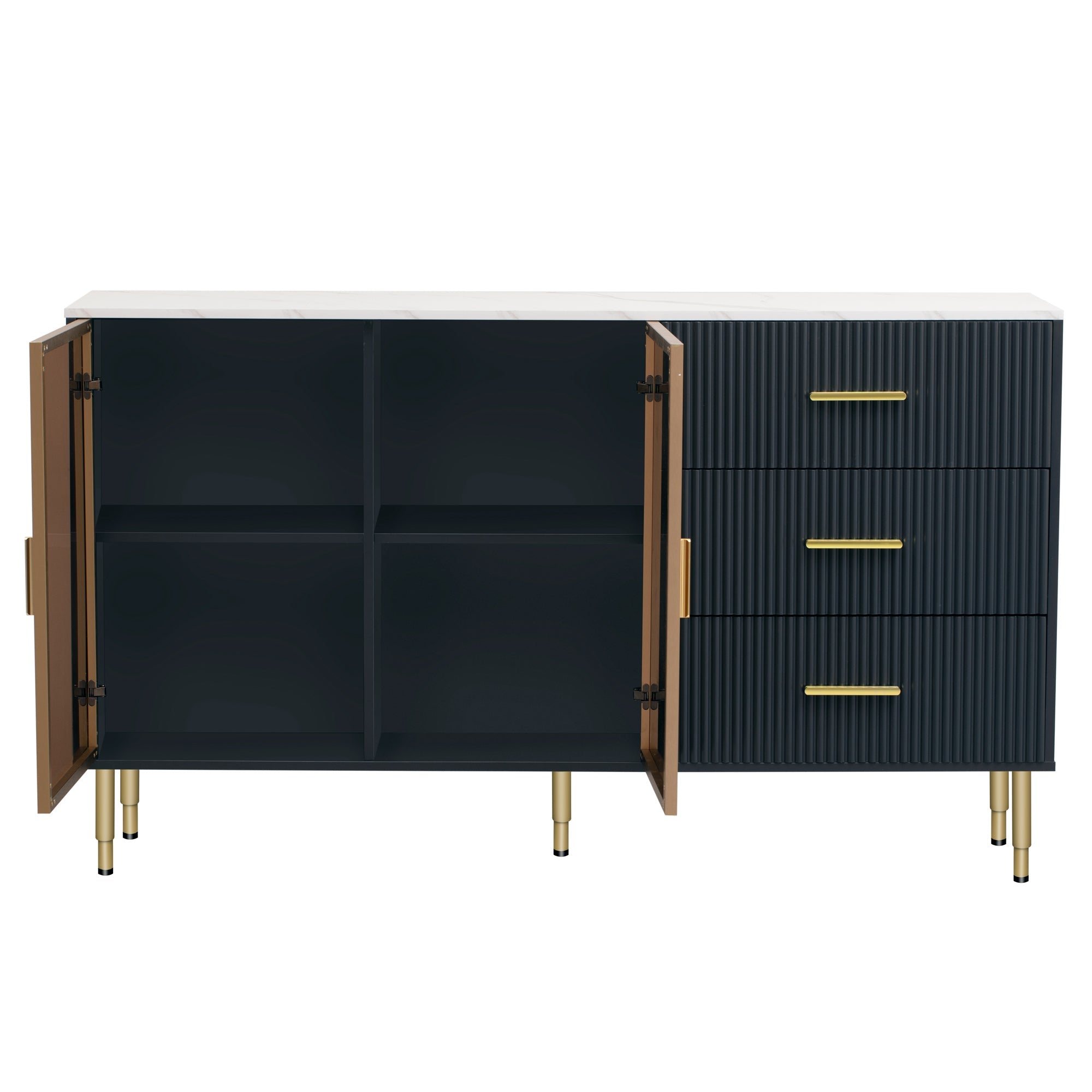 Modern Sideboard MDF Buffet Cabinet with Marble Sticker Tabletop