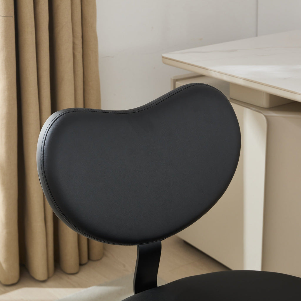Black Flexible Design Meditation Cross Legged PU Leather Chair with Wheels